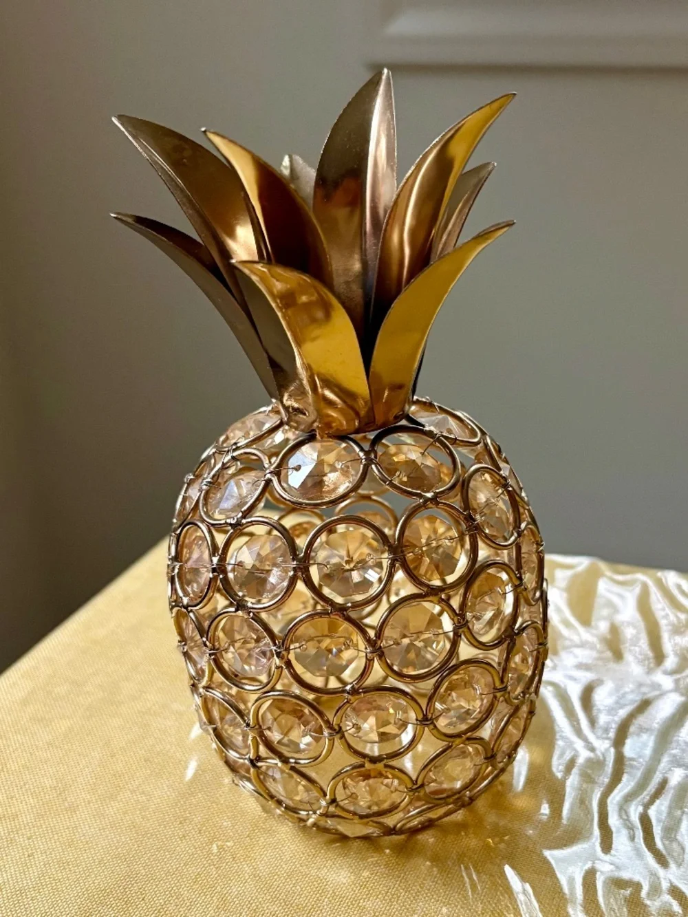 Pier 1 Gold Crystal and Metal Pineapple